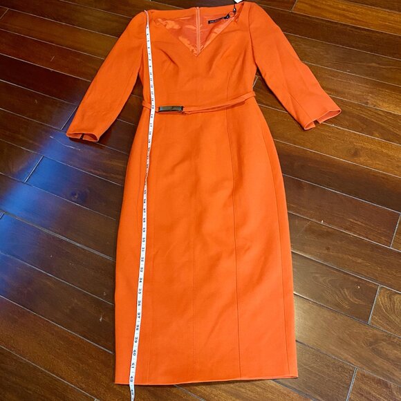 *NWT* Karen Millen Red "Forever" Structured Crepe Bar Belt Midi Dress - Size 4 - Picture 10 of 16